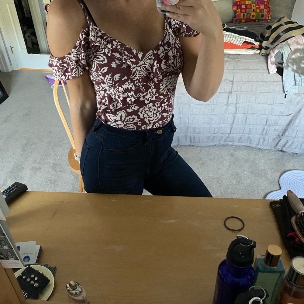 Floral off the shoulder body suit